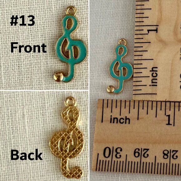 Music Themed Charms Set Of 7 Assorted Colors Treble Clef Piano Violin Mic Crafts - Picture 9 of 9